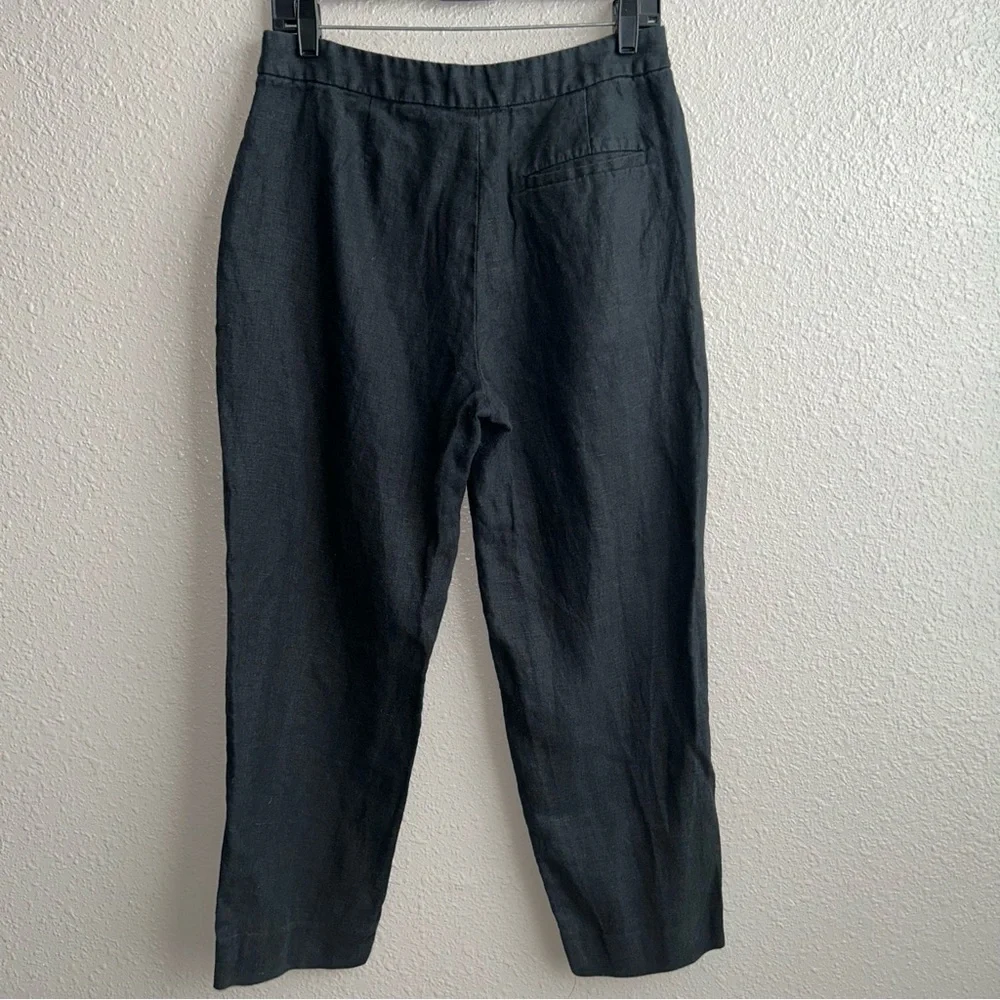 Banana Republic Black 100% Linen‎ Ankle Trouser Pants